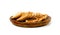 Dry Round Crackers Isolated, Sliced French Baguette Bread, Crunchy Croutons, Bruschetta Crackers, Round Rusks