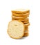 Dry Round Crackers Isolated, Sliced French Baguette Bread, Crunchy Croutons, Bruschetta Crackers, Round Rusks