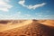 Dry Sahara, yellow sand, blue sky, sun over African adventure