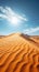 Dry Sahara, yellow sand, blue sky, sun over African adventure