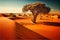 Dry sahel zone desert landscape, ai generated illustration