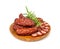 Dry Smoked Sausages Isolated, Salami Sticks, Kielbasa, Cabanossi, Kabanos, Dry Embutido, Chorizo, Bratwurst