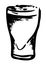 Dry stout tulip pint beer glass. Hand drawn ink style graphics illustration. Oktoberfest, Saint Patrick or craft draft