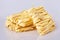 Dry thick rolled noodles square shape. Capelli d`angelo, Angel`s hair - pasta.