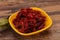 Dry tomato heap in the bowl