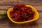 Dry tomato heap in the bowl