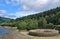 Dry well and slopes of Lady Bower reservoir in late summer.