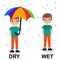 Dry and Wet comparison kids vector illustration design