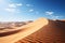 Dry yellow sand, African adventure, Saharas blue sky, Morocco