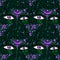 Dryad forest spirit. Tree branches form a magic wood face seamless pattern in psychedelic aesthetic, mystic background.