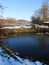 Dryden Lake, hills and dam in a winter vista