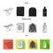 Dryer, washing machine, clean clothes, bleach. Dry cleaning set collection icons in black, flat, monochrome style vector