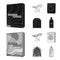 Dryer, washing machine, clean clothes, bleach. Dry cleaning set collection icons in black,monochrom style vector symbol