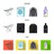 Dryer, washing machine, clean clothes, bleach. Dry cleaning set collection icons in cartoon,black,flat style vector