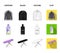 Dryer, washing machine, clean clothes, bleach. Dry cleaning set collection icons in cartoon,black,outline,flat style