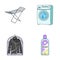 Dryer, washing machine, clean clothes, bleach. Dry cleaning set collection icons in cartoon style vector symbol stock