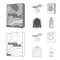 Dryer, washing machine, clean clothes, bleach. Dry cleaning set collection icons in outline,monochrome style vector