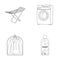 Dryer, washing machine, clean clothes, bleach. Dry cleaning set collection icons in outline style vector symbol stock