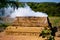 Drying and burning of bricks made of clay with fire wood