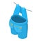 Drying clothes icon isometric vector. Blue clean jeans drying on clothing line