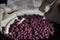 Drying cranberries. Selective focus on berries. Close up.