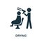 Drying icon. Monochrome sign from hairdresser collection. Creative Drying icon illustration for web design, infographics