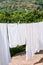 Drying linen on open backyard in Sicily