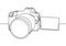 DSLR camera continuous one line drawing. Vector minimalism hand drawn sketch lineart simplicity design