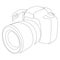 DSLR camera digital vector, one continuous single line drawing. Minimalism hand drawn art style.