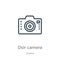 Dslr camera icon. Thin linear dslr camera outline icon isolated on white background from cinema collection. Line vector sign,