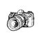 DSLR Digital Still Image Camera with Zoom Drawing Side Black and White