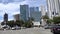 DTLA Los Angeles, California, USA - July 26, 2019. View of skyscrapers in downtown Los Angeles against blue sky.