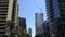 DTLA Los Angeles, California, USA - July 26, 2019. View of skyscrapers in downtown Los Angeles against blue sky. New