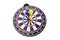 Dual dart on center dartboard in competition concept