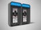 Dual phone booth black left view 3d render on gray background with shadow