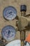 Dual pressure gauges of oxy acetylene tanks