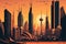 Dubai abstract skyline as the future of crypto community Illustration generative ai