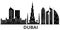 Dubai architecture vector city skyline, travel cityscape with landmarks, buildings, isolated sights on background
