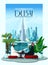 Dubai City Poster With Burj Khalifa And