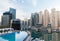 Dubai city seafront with hotel infinity edge pool