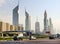 The Dubai cityscape and Emirates towers