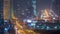 Dubai cityscape during sand storm night timelapse