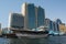 Dubai Creek harbour full of ships near the skyscrapers