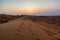 Dubai deserts and sand dunes at sunset, UAE