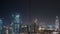 Dubai downtown cityscape with Burj Khalifa, LightUp light show aerial