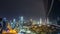 Dubai downtown cityscape with Burj Khalifa, LightUp light show aerial