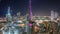 Dubai downtown cityscape with Burj Khalifa, LightUp light show aerial timelapse