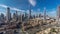 Dubai Downtown skyline timelapse with Burj Khalifa and other towers paniramic view from the top in Dubai