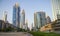 Dubai Financial Center road. Landmarks such Jumeirah Emirates towers, Ritz Carlton, Park towers, DIFC on the picture