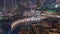 Dubai Fountain aerial night timelapse. Musical fountain, located in an artificial lake in downtown